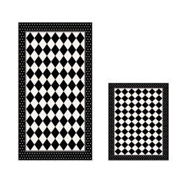 Mijölnir Juego de alfombras de baño Blanco y Negro (2 piezas)